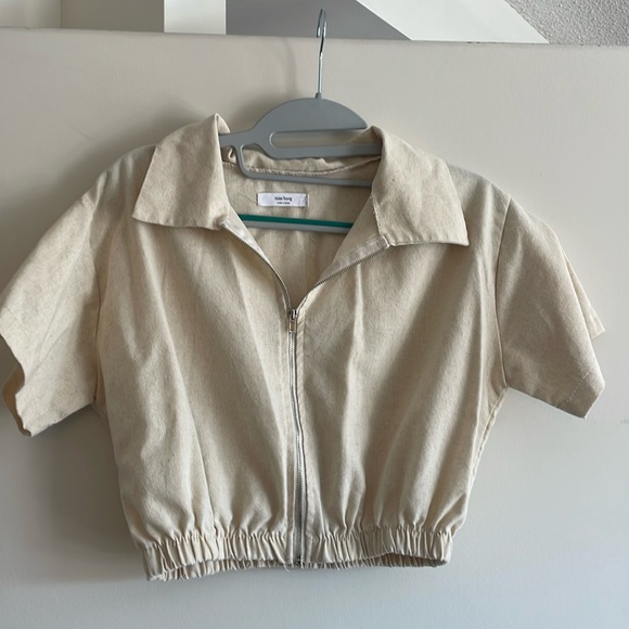 Made in Korea Linen Zip top - Picture 1 of 4